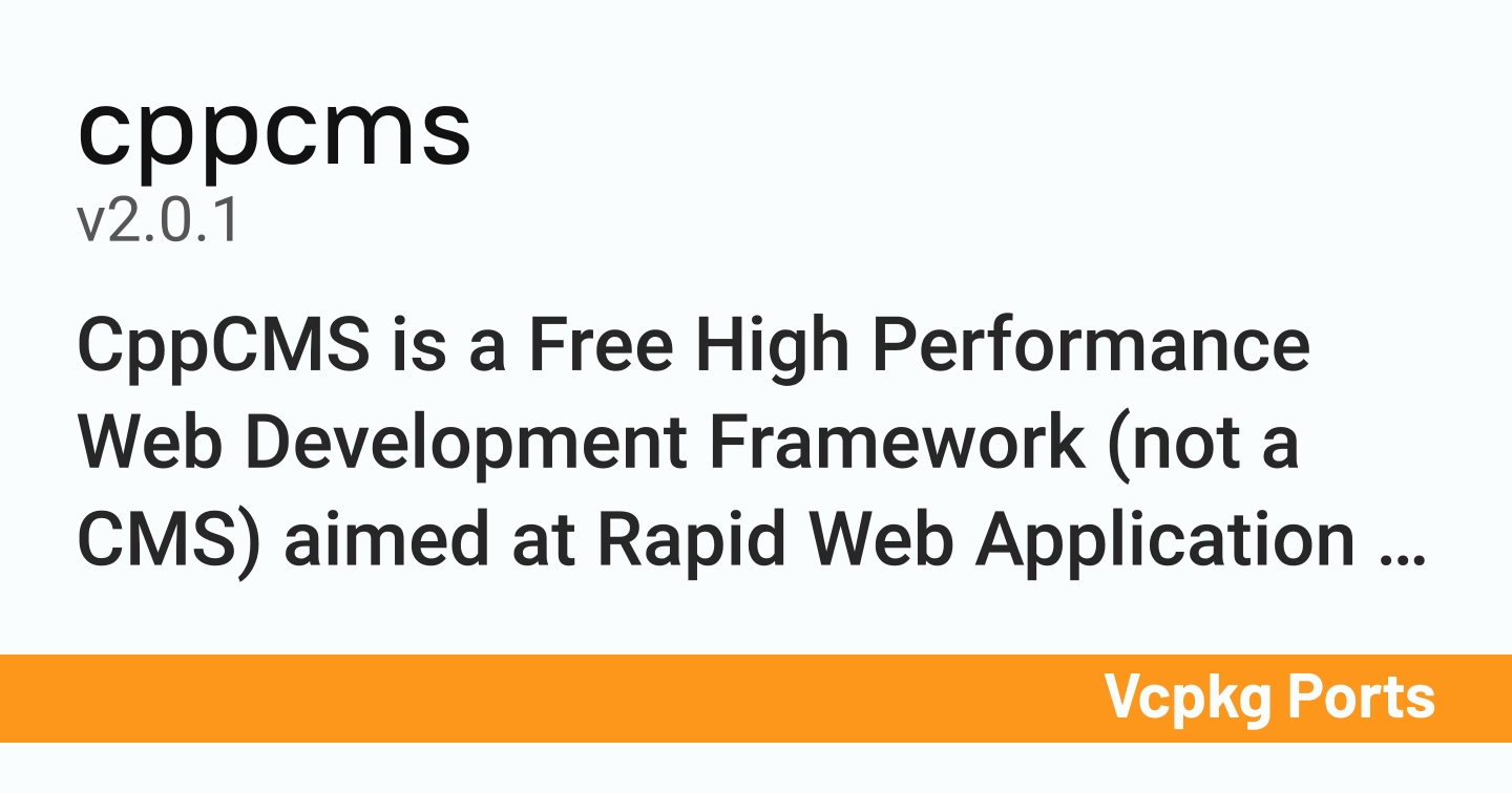 cppcms v2.0.1 - Vcpkg Ports