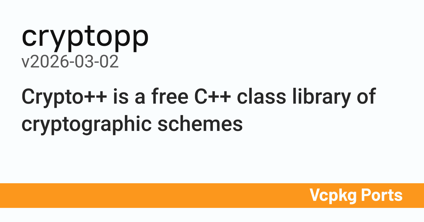 Crypto Example cryptopp v2026-03-02 - Vcpkg Ports