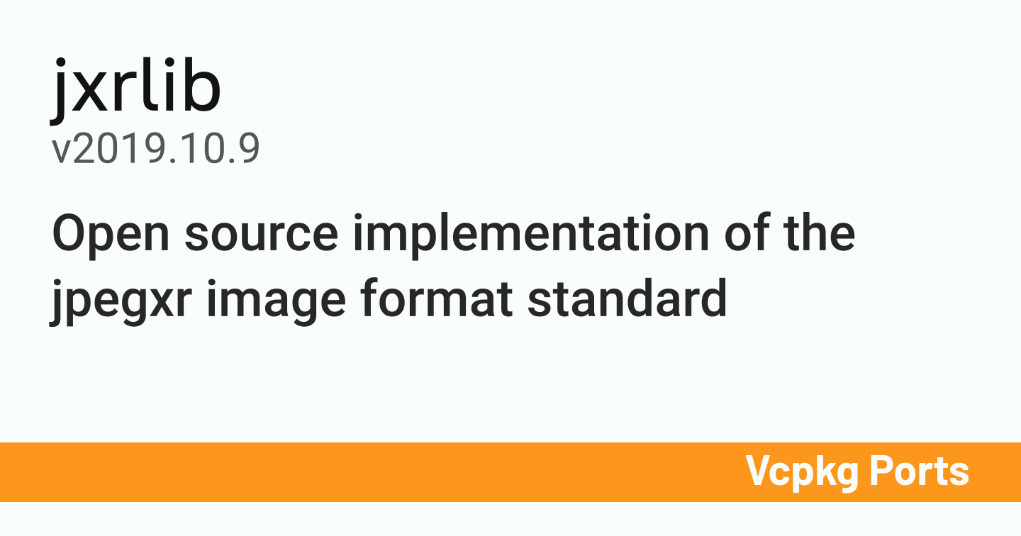 jxrlib v2019.10.9 - Vcpkg Ports