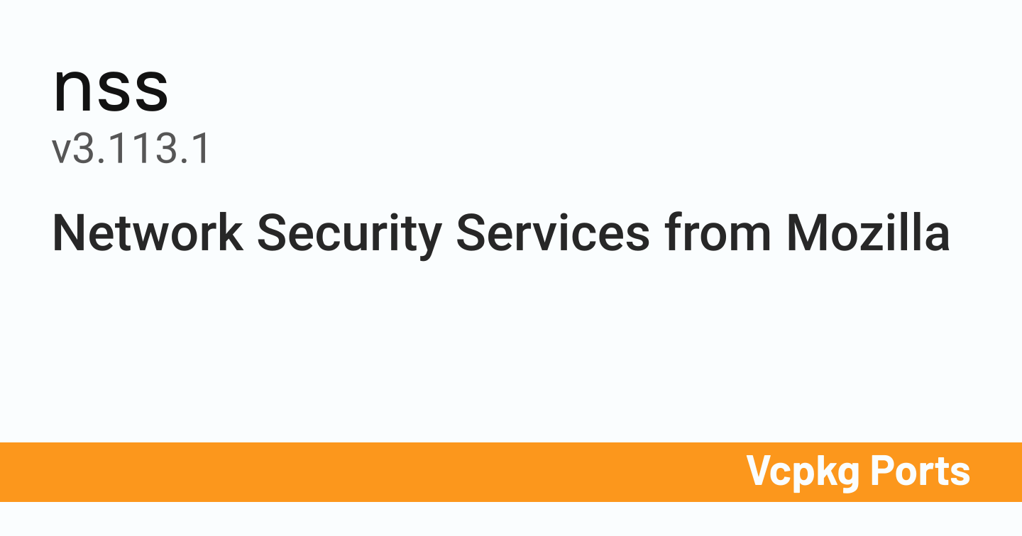 Nss Rony nss v3.113.1 - Vcpkg Ports